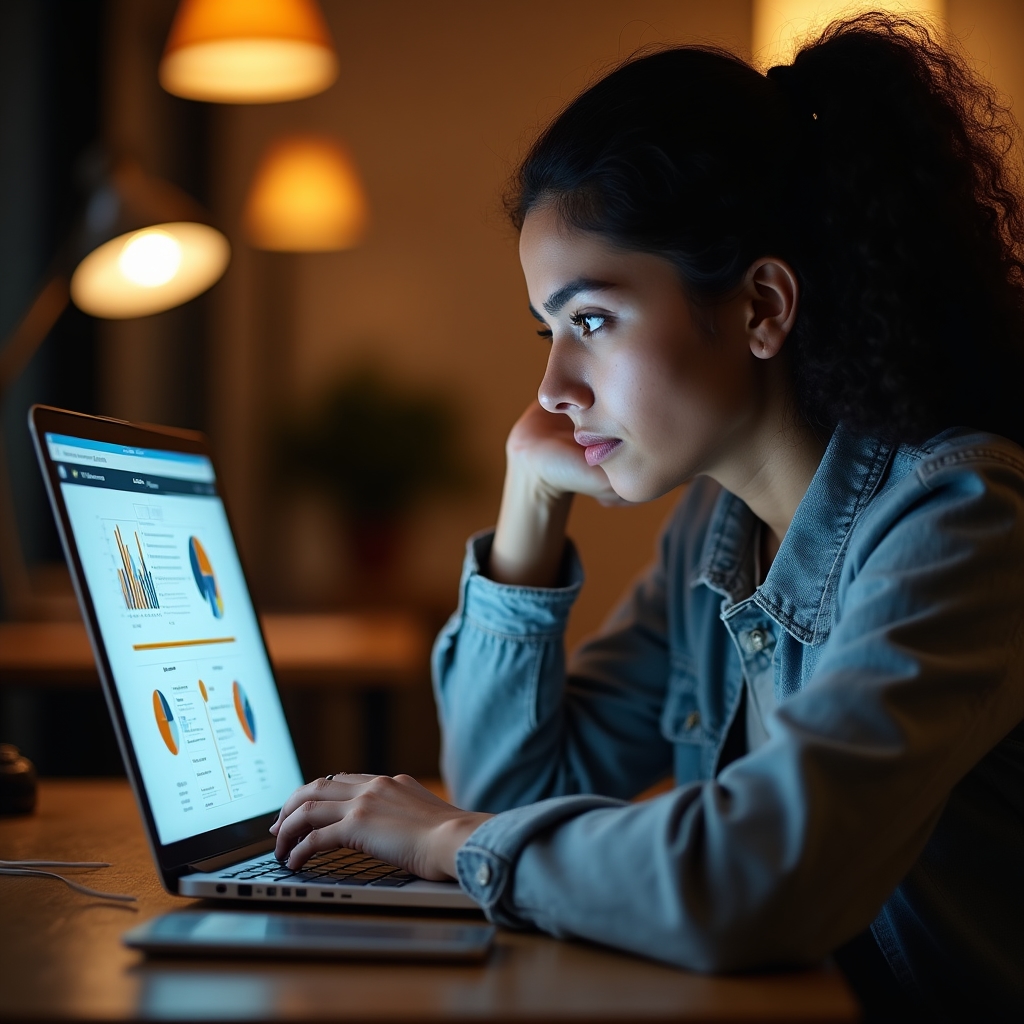 Student reviewing virtual income allocation on a laptop screen