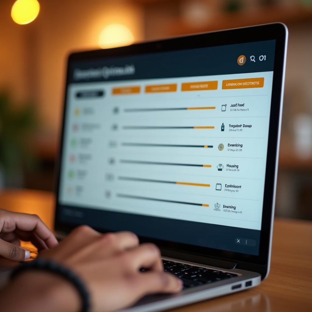 Close-up of spending category interface showing budget allocation sliders